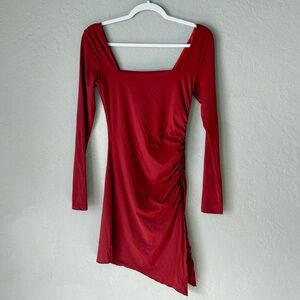 Princess Polly Asymmetrical Cinched Red Mini Dress